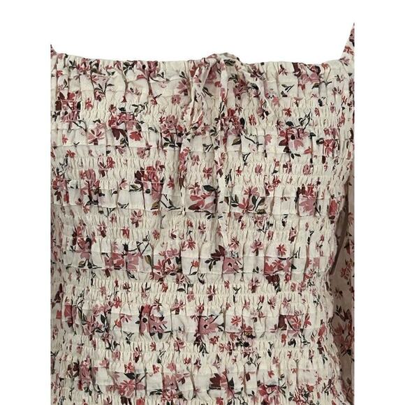 American Eagle Puff Square Neck Ruched Floral Crop Cottagecore Size Large - Picture 7 of 16